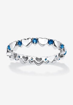 Simulated Birthstone Heart Eternity Ring