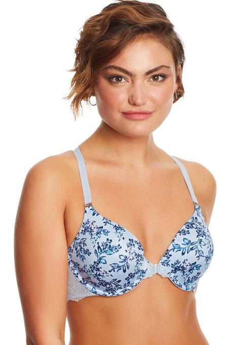 One Fab Fit® Extra Coverage Lace T-Shirt Bra 07112, SKY FLORAL BLUE, hi-res image number null
