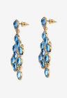 Gold Tone Pear Cut Simulated Birthstone Earrings, , on-hover image number null