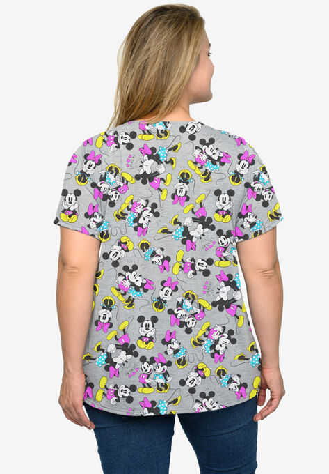 Minnie Mickey Mouse Love V-Neck T-Shirt All-Over Print Gray, , on-hover image number null