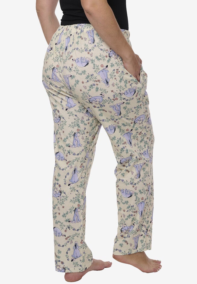 Eeyore Lounge Pajama Pants Cotton Watercolor Floral Lounge Pants, , on-hover image number null