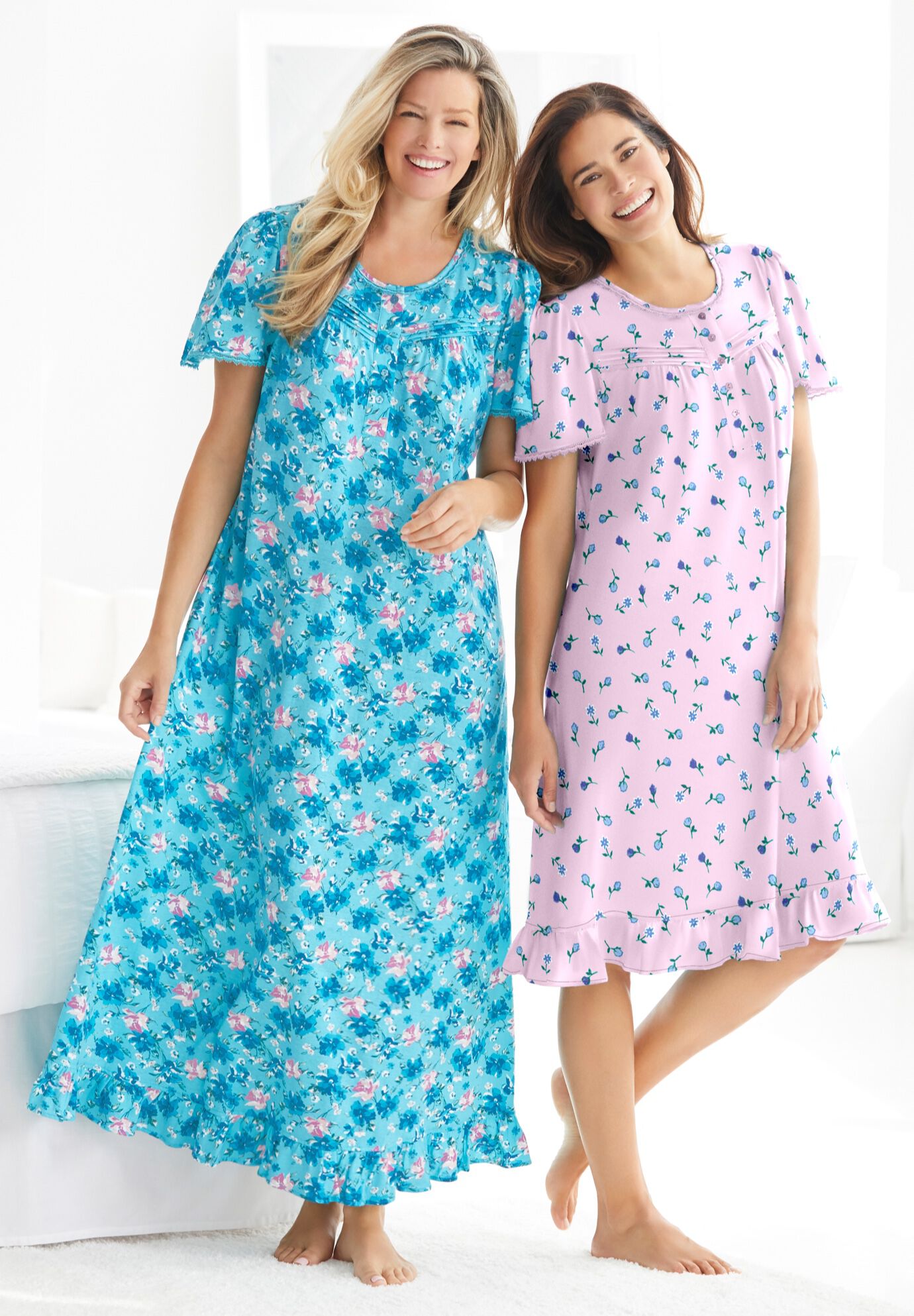 Long Floral Print Cotton Gown, , alternate image number 8