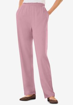 7-Day Straight-Leg Elastic-Waist Stretchy Knit Pant
