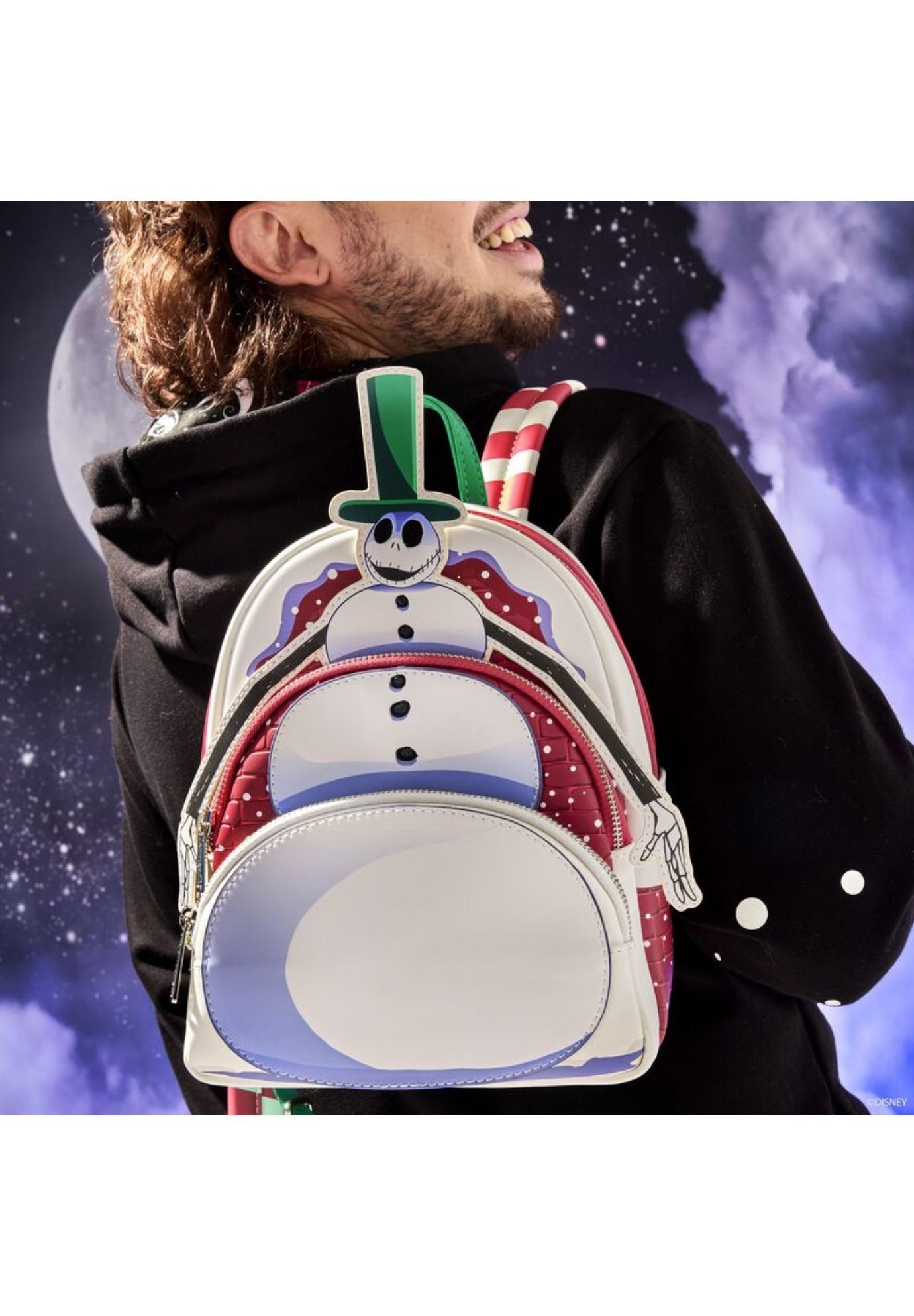 Loungefly x The Nightmare Before Christmas Snowman Jack Skellington Mini Backpack, WHITE, alternate image number 3