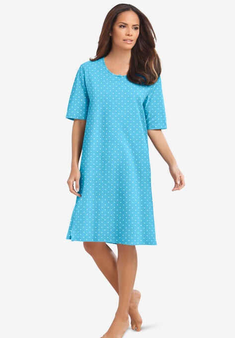 Short-Sleeve Sleepshirt, AQUA DOT, hi-res image number null
