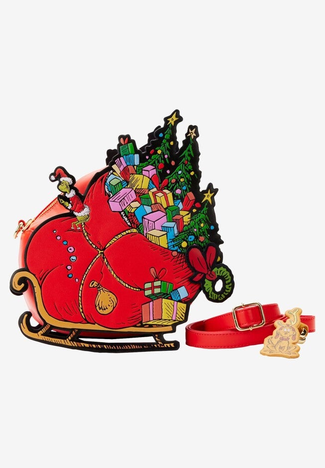 Loungefly x Dr Seuss The Grinch Sleigh Crossbody Bag Purse, BLUE, hi-res image number null