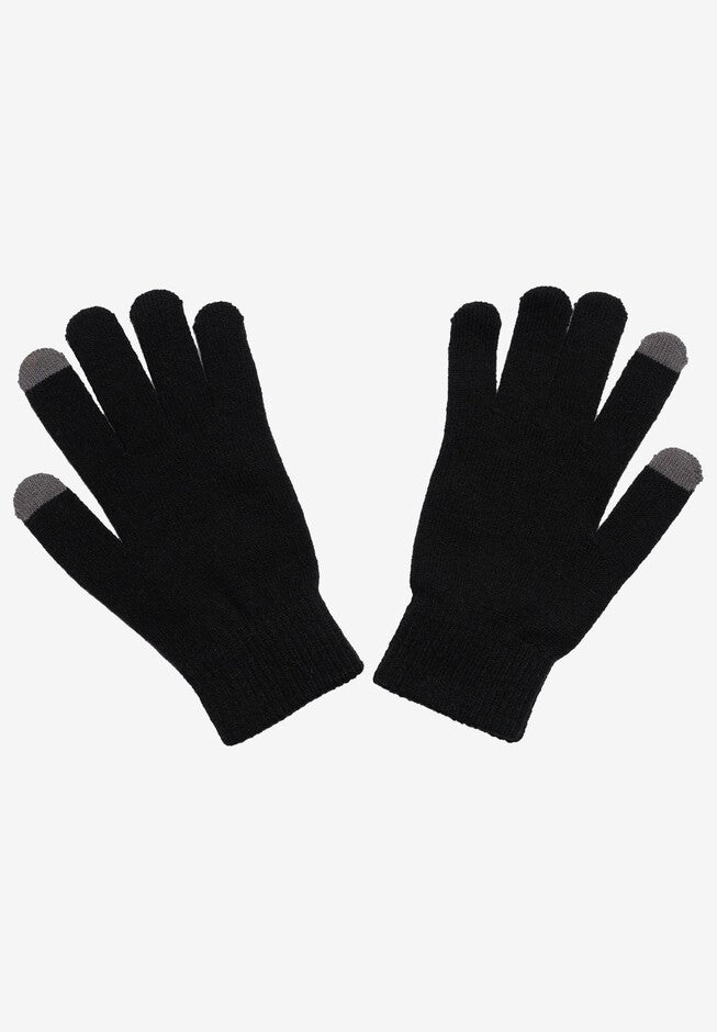 Adult Unisex Disney Mickey Mouse Knit Beanie Hat & Texting Gloves Black 2-PC Set, , on-hover image number 1