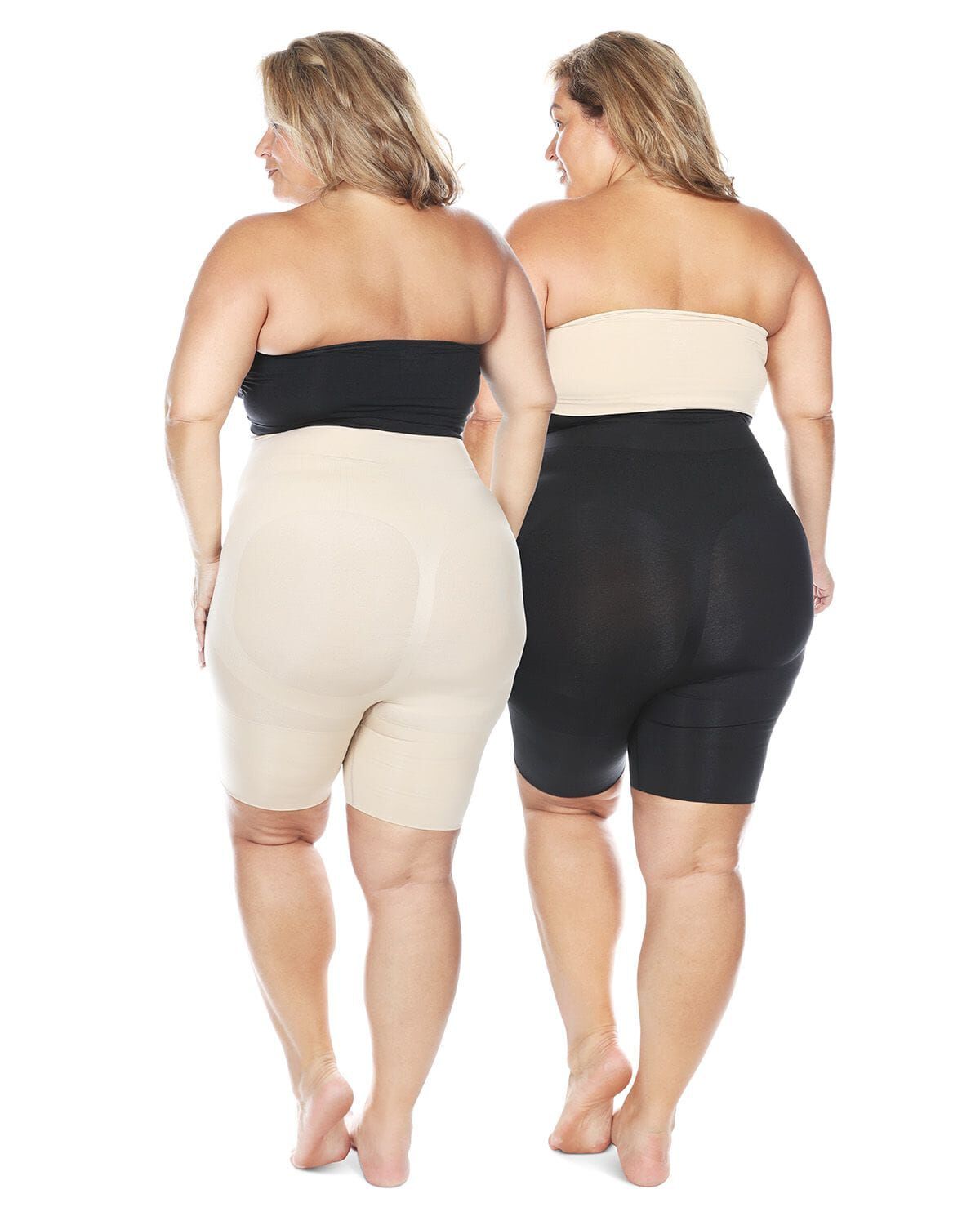 2 Pair Women's High-Waist Thigh Shapers, NUDE BLACK, alternate image number 2