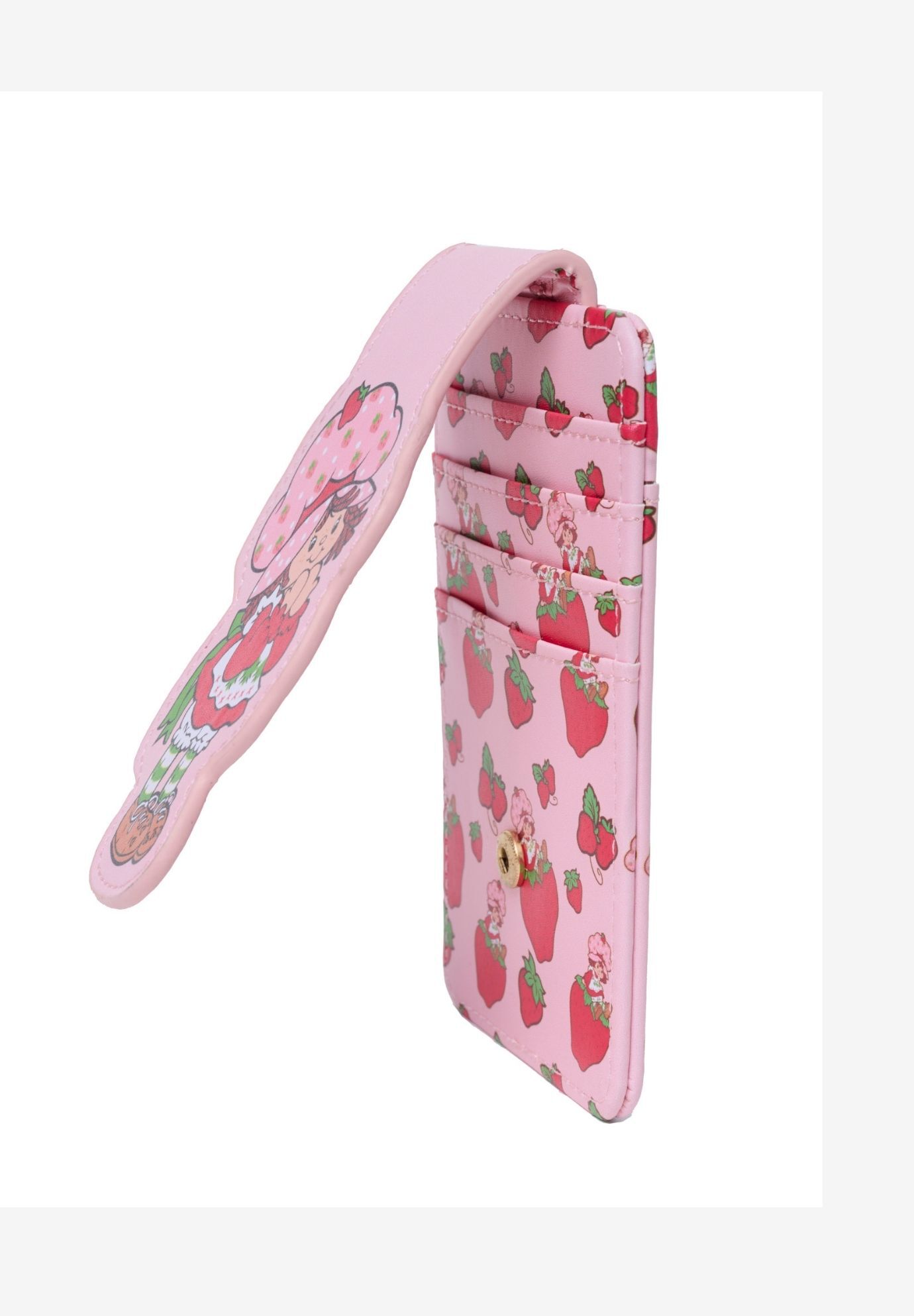 Strawberry Shortcake Card Holder Wallet Button Snap Closure Red Retro, PINK, alternate image number 2