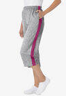 side stripe COTTON french TERRY capri, MEDIUM HEATHER GREY RASPBERRY, hi-res image number null