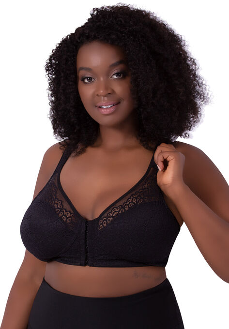 The Lora - Back Smoothing Lace Front-Closure Bra, BLACK, hi-res image number null