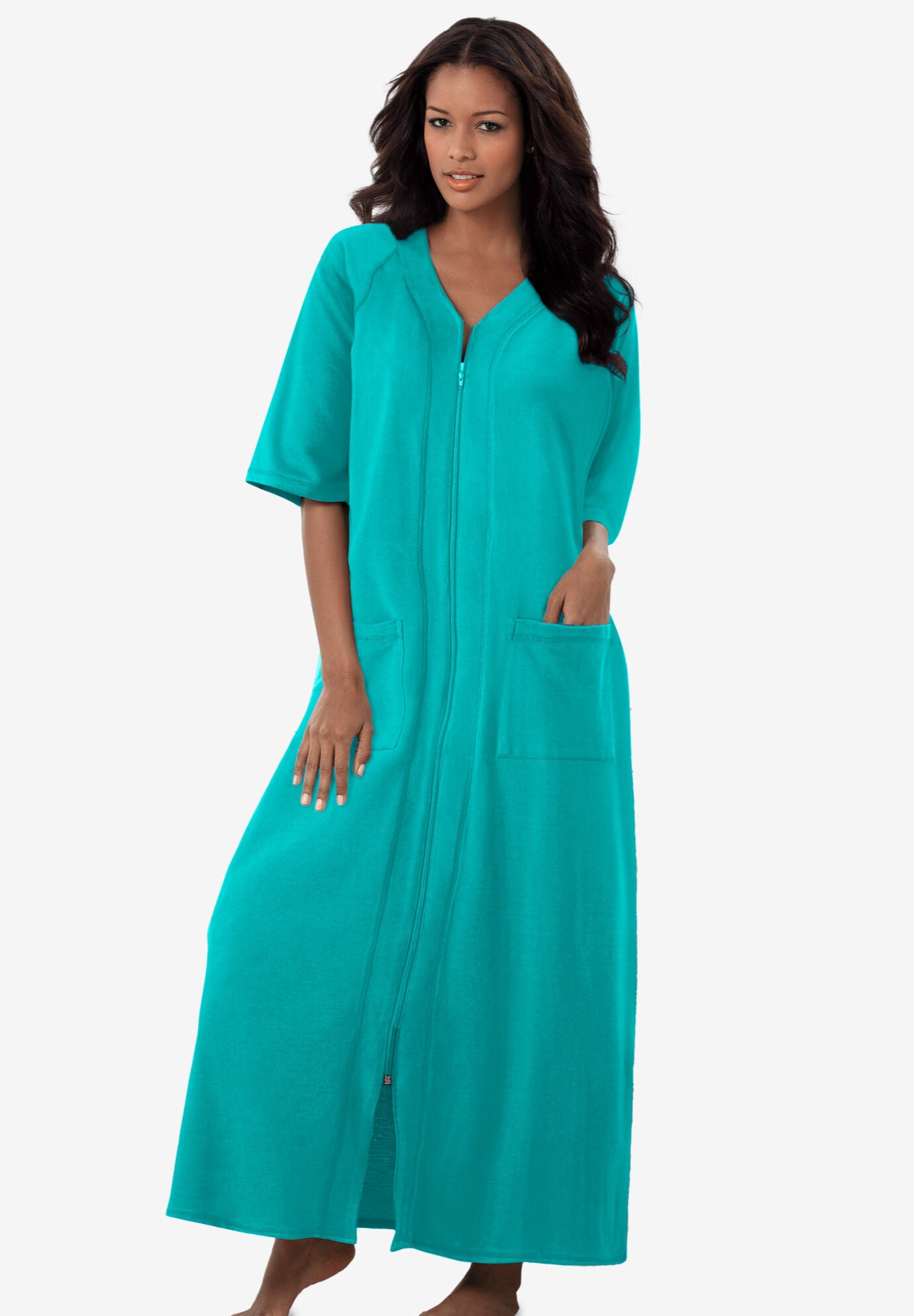 Velour robes zip cheap front petite