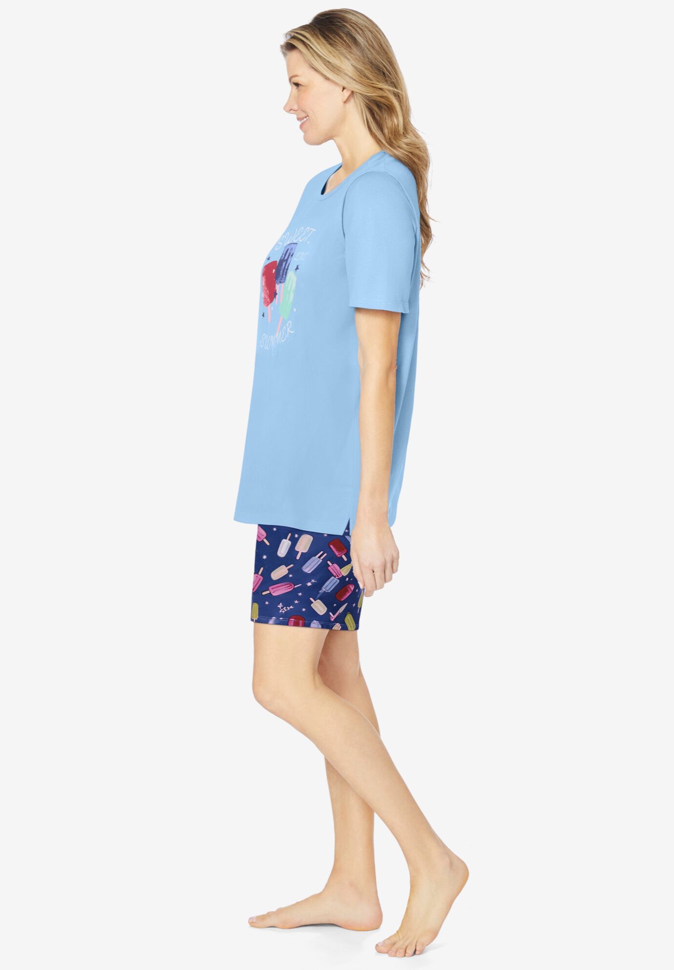 Knit PJ Short Set, SKY BLUE POPSICLE, alternate image number 2