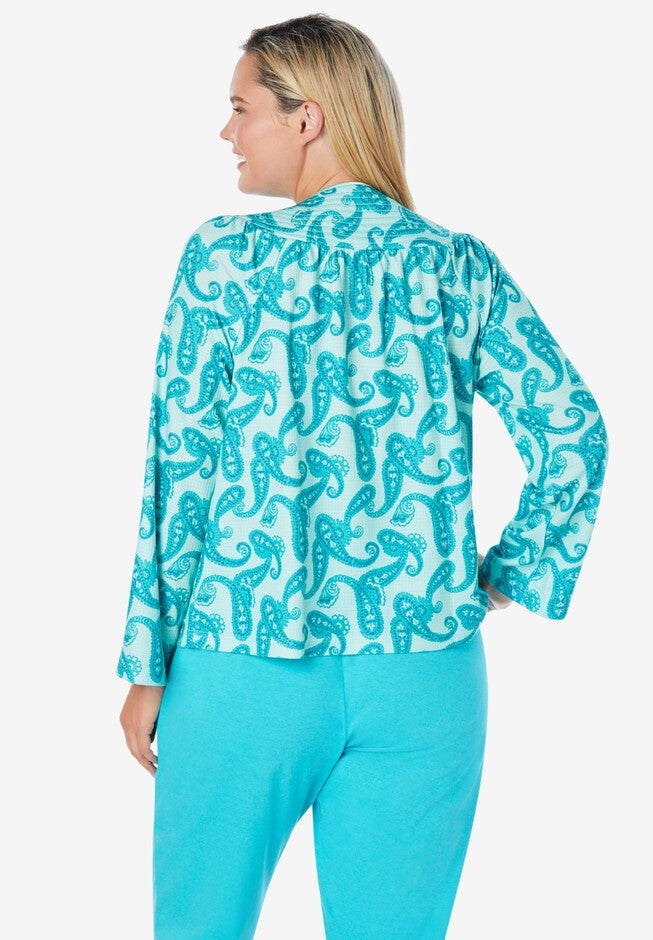 Waffle Knit Short Robe, , on-hover image number 1