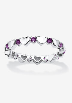 Simulated Birthstone Heart Eternity Ring