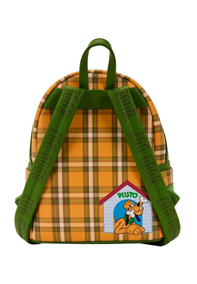 Loungefly x Disney Pluto 95th Anniversary Plaid Mini Backpack, ORANGE, on-hover image number 1