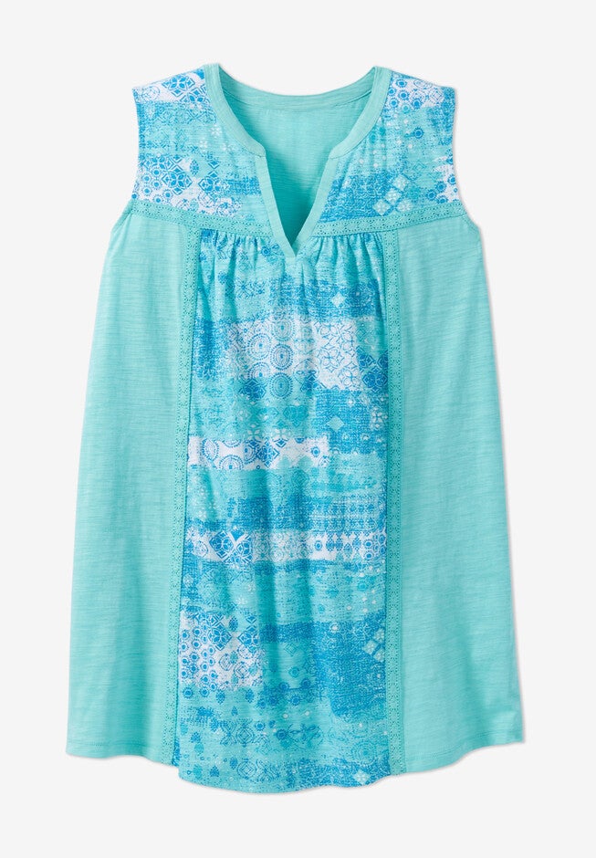 Sleeveless Notch-Neck Tunic, , alternate image number null