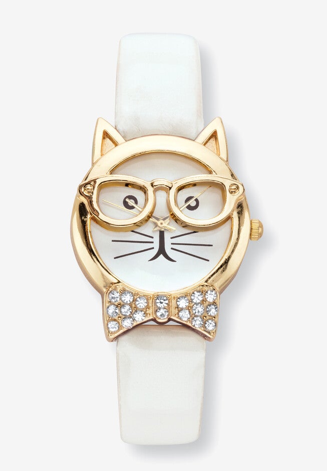Cat Watch Round Crystal , WHITE, hi-res image number 0
