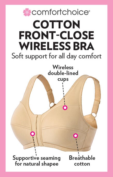 Cotton Front-Close Wireless Bra, , alternate image number null