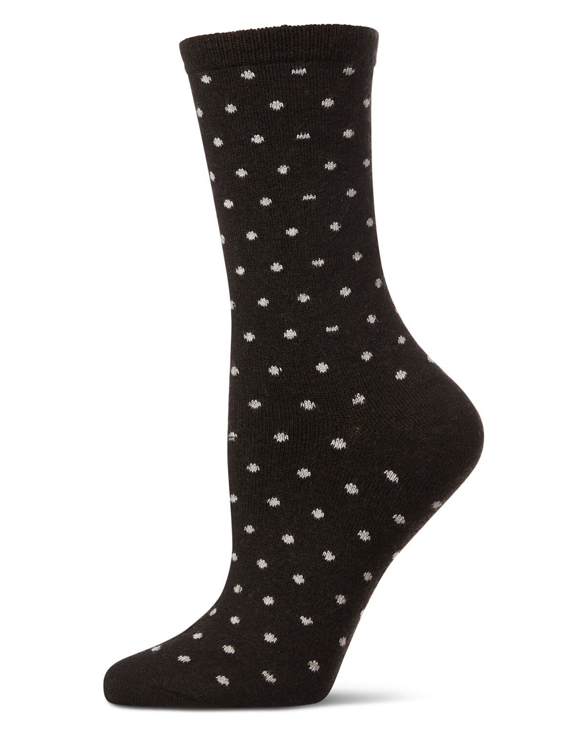 Women's Mini Dot Cashmere-Blend Crew Socks, BLACK, hi-res image number 0