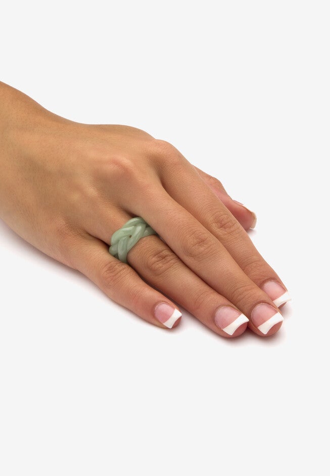 Genuine Green Jade Braided Eternity Ring, , alternate image number null