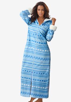 Sherpa-Lined Long Hooded Robe