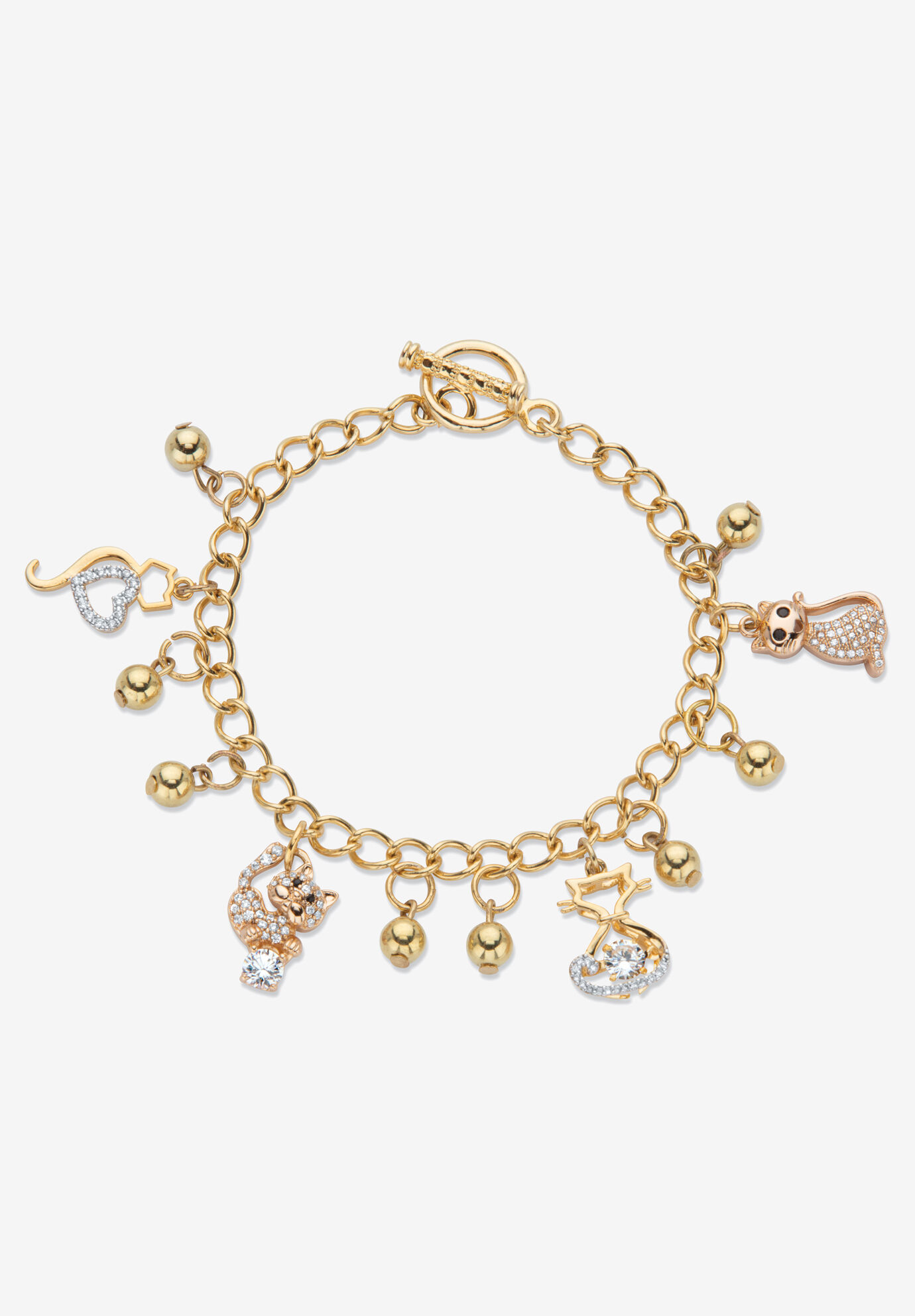 Hello Kitty 24K Gold Charm Black Bracelet