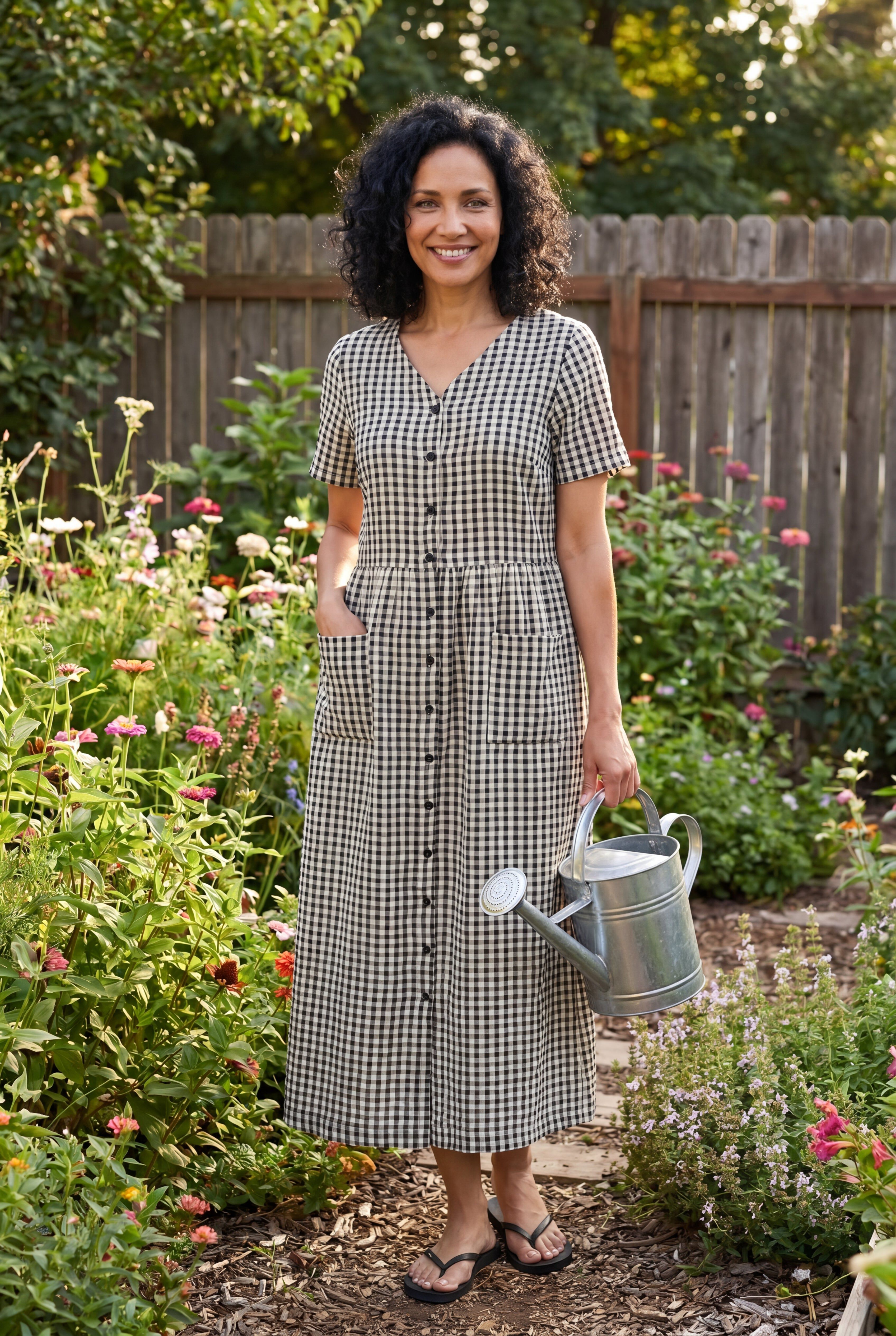 Long Seersucker Lounger, BLACK WHITE GINGHAM, hi-res image number 0