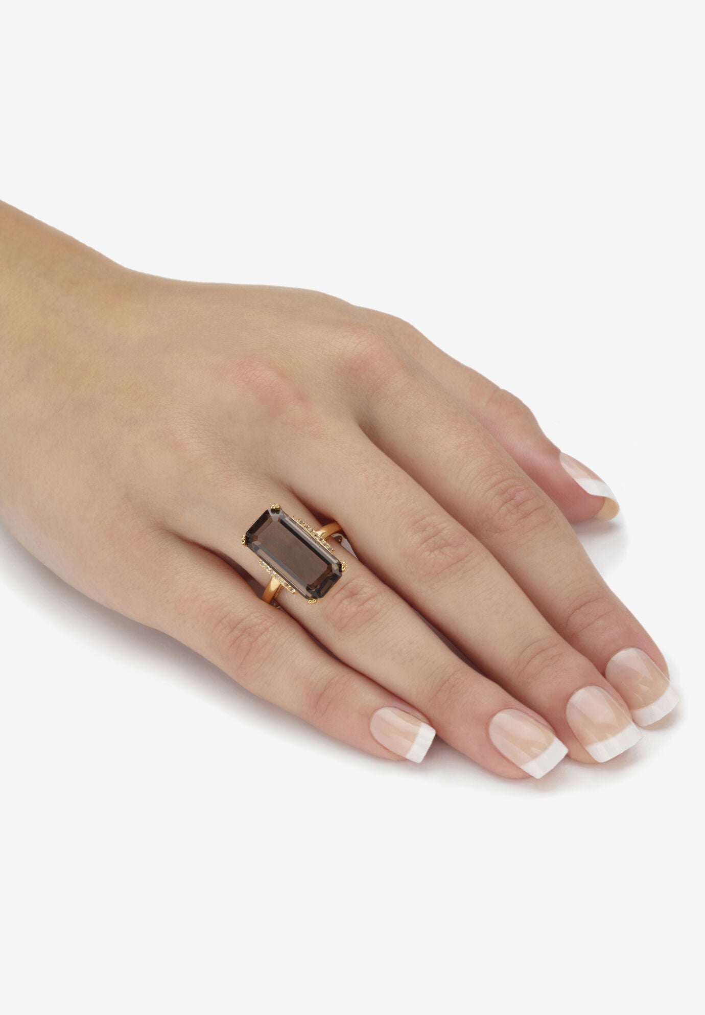 Yellow Gold over Silver Smoky Quartz and White Topaz Ring (11 5/8 cttw.), , alternate image number 2