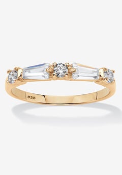 Gold Over Sterling Silver Round Wedding Band Ring Cubic Zirconia