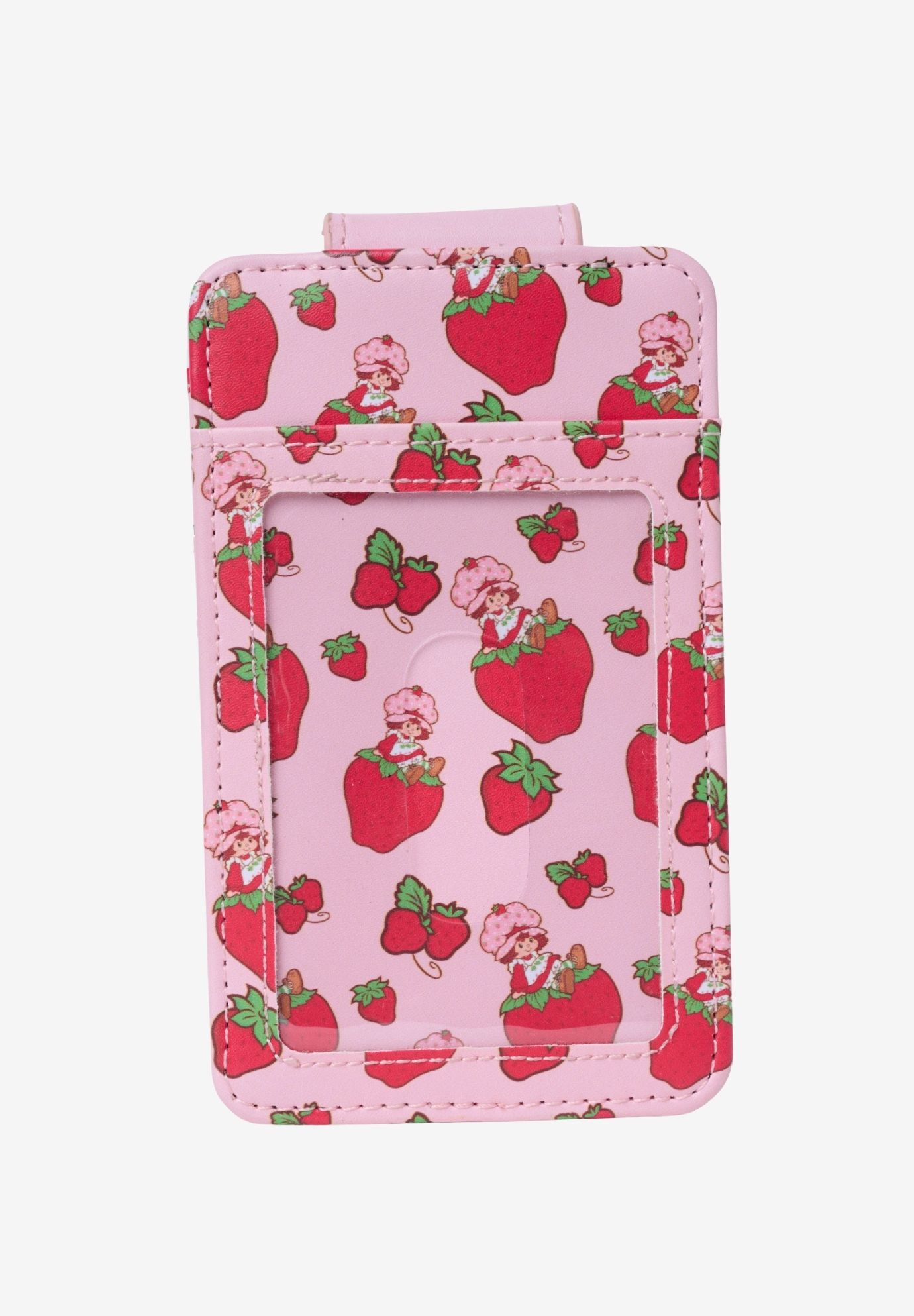 Strawberry Shortcake Card Holder Wallet Button Snap Closure Red Retro, PINK, on-hover image number 1