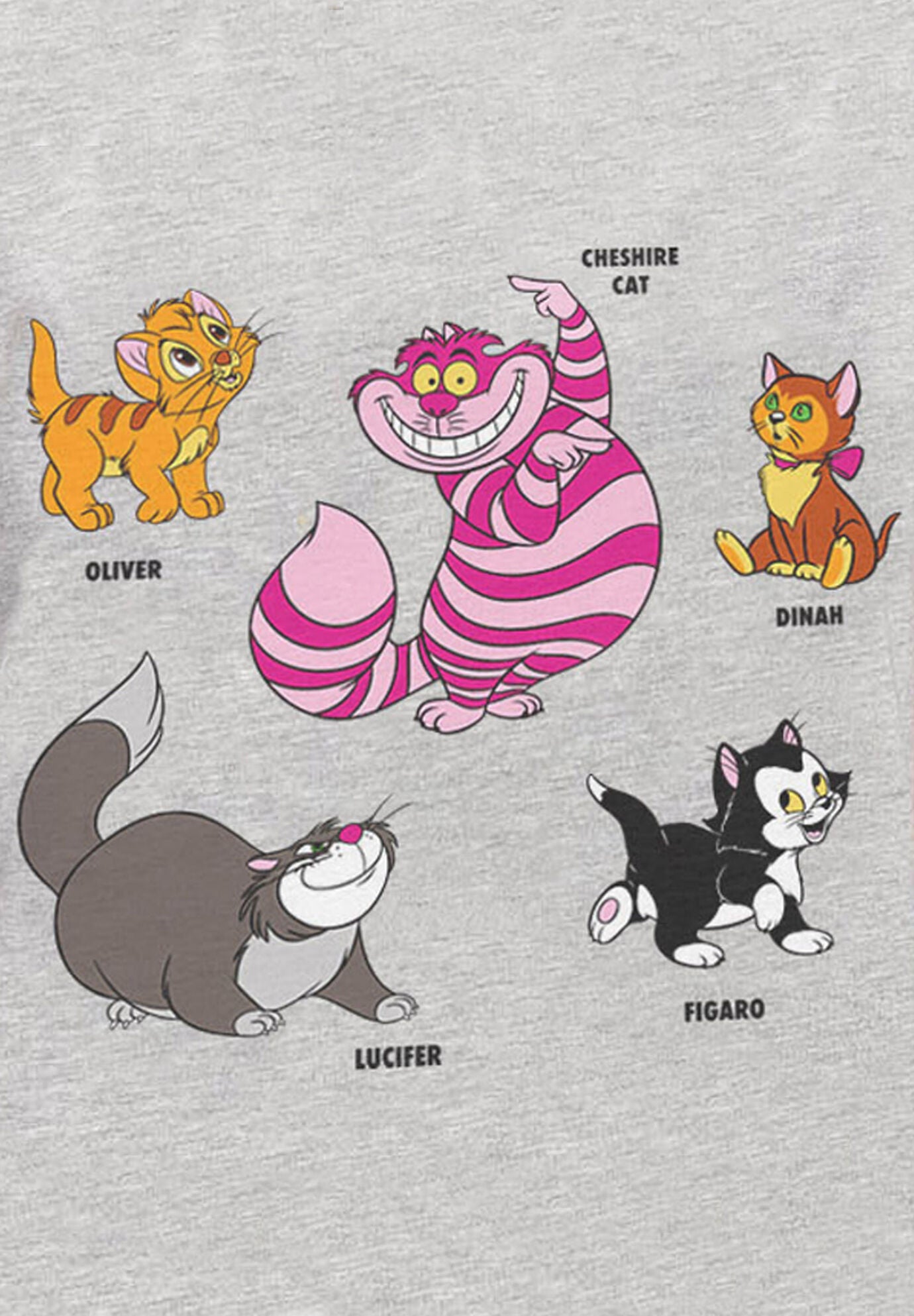 Disney Cats Short Sleeve T-Shirt Cheshire Cat Figaro Gray, , alternate image number 2