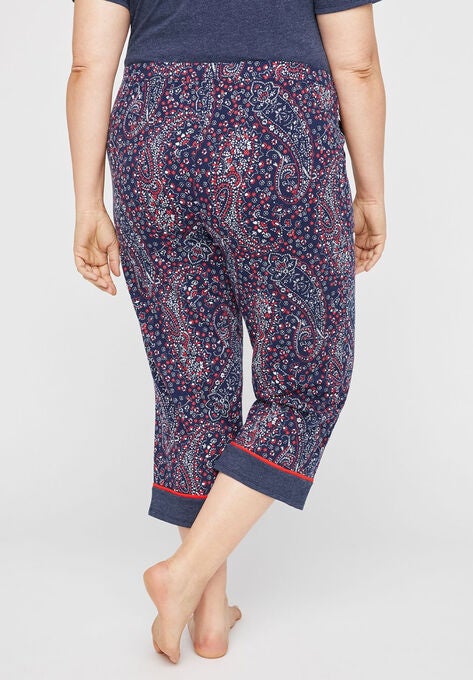 Pleasant Paisley Cotton Sleep Capri, , on-hover image number null