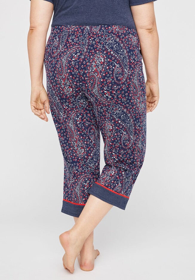 Pleasant Paisley Cotton Sleep Capri, , on-hover image number 1