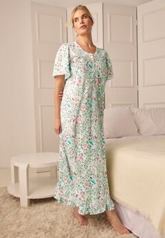 Long Floral Print Cotton Gown