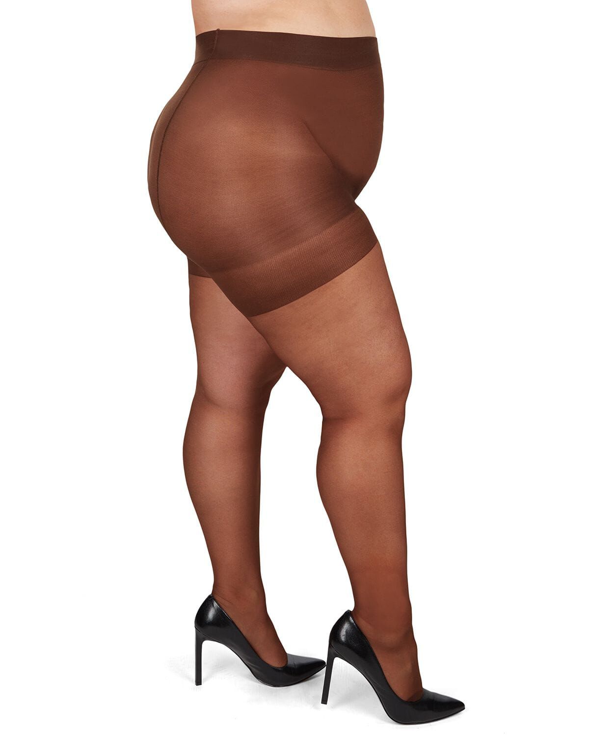 Plus Size Curvy Silky Sheer Control Top Pantyhose, FRENCH COFFEE, hi-res image number 0