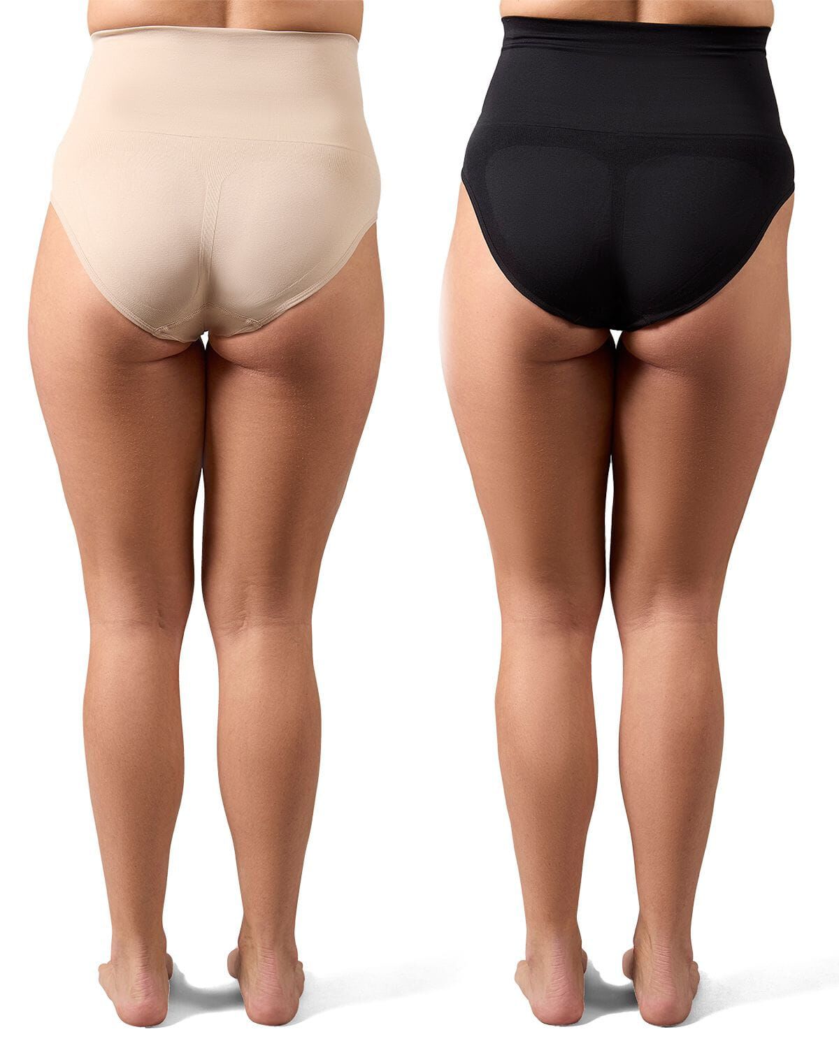 2 Pair Women's Full Coverage High Waisted Shaping Briefs, BUFF BLACK, alternate image number 2