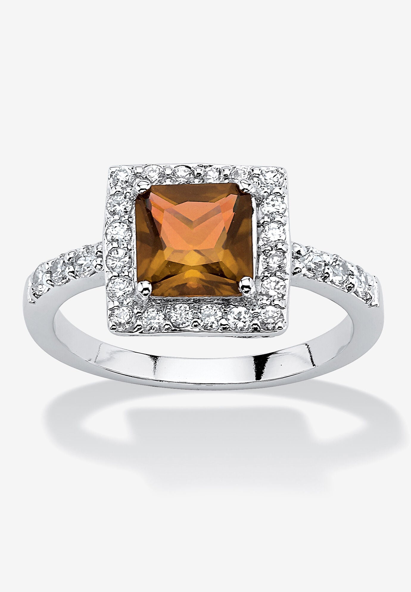 Simulated Birthstone and Crystal Halo Ring in Sterling Silver, NOVEMBER, hi-res image number 0