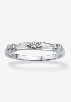 Sterling Silver Round Wedding Band Ring Cubic Zirconia (1 Cttw Tdw)