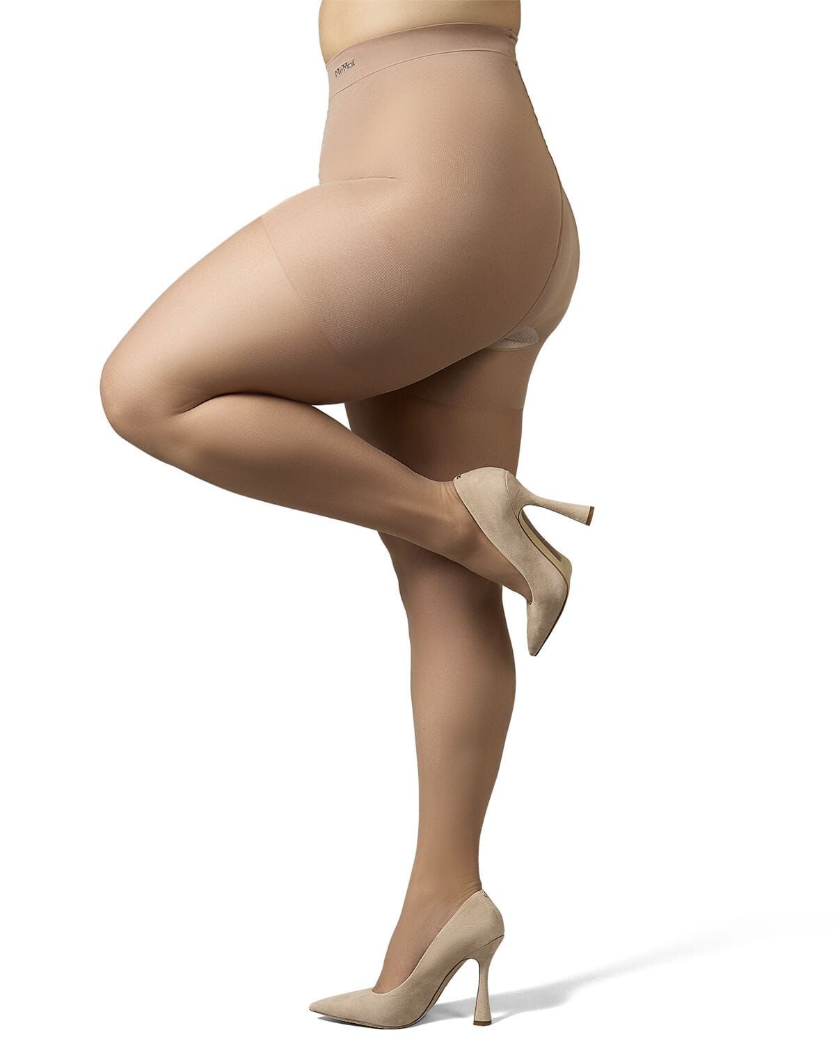 Plus Size Curvy Silky Sheer Control Top Pantyhose, NUDE, hi-res image number 0