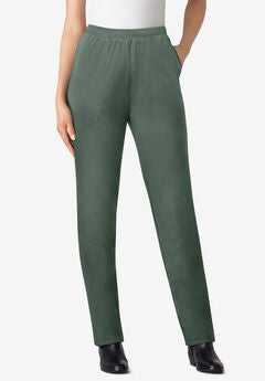 Straight-Leg Stretch Ponte-Knit Pull-On Pants