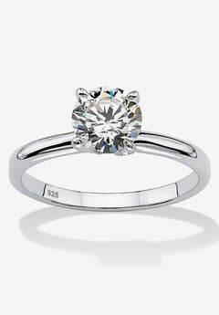 Sterling Silver Cubic Zirconia Solitaire Engagement Ring