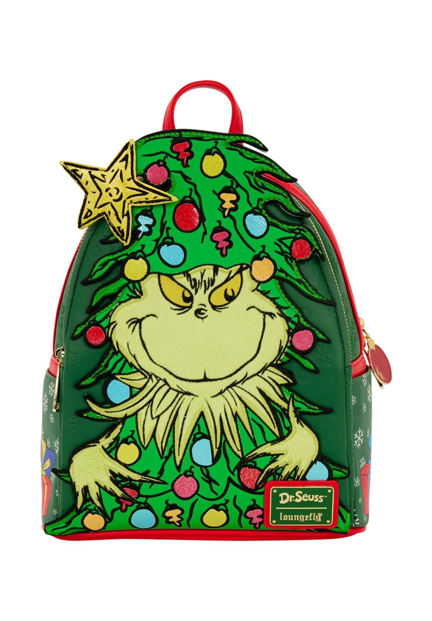 Loungefly x Dr. Seuss How the Grinch Stole Christmas! Tree Light Up Plush Mini Backpack, GREEN, hi-res image number 0