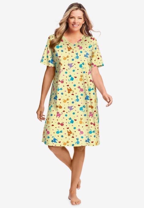 Print Sleepshirt, YELLOW CATS, hi-res image number null