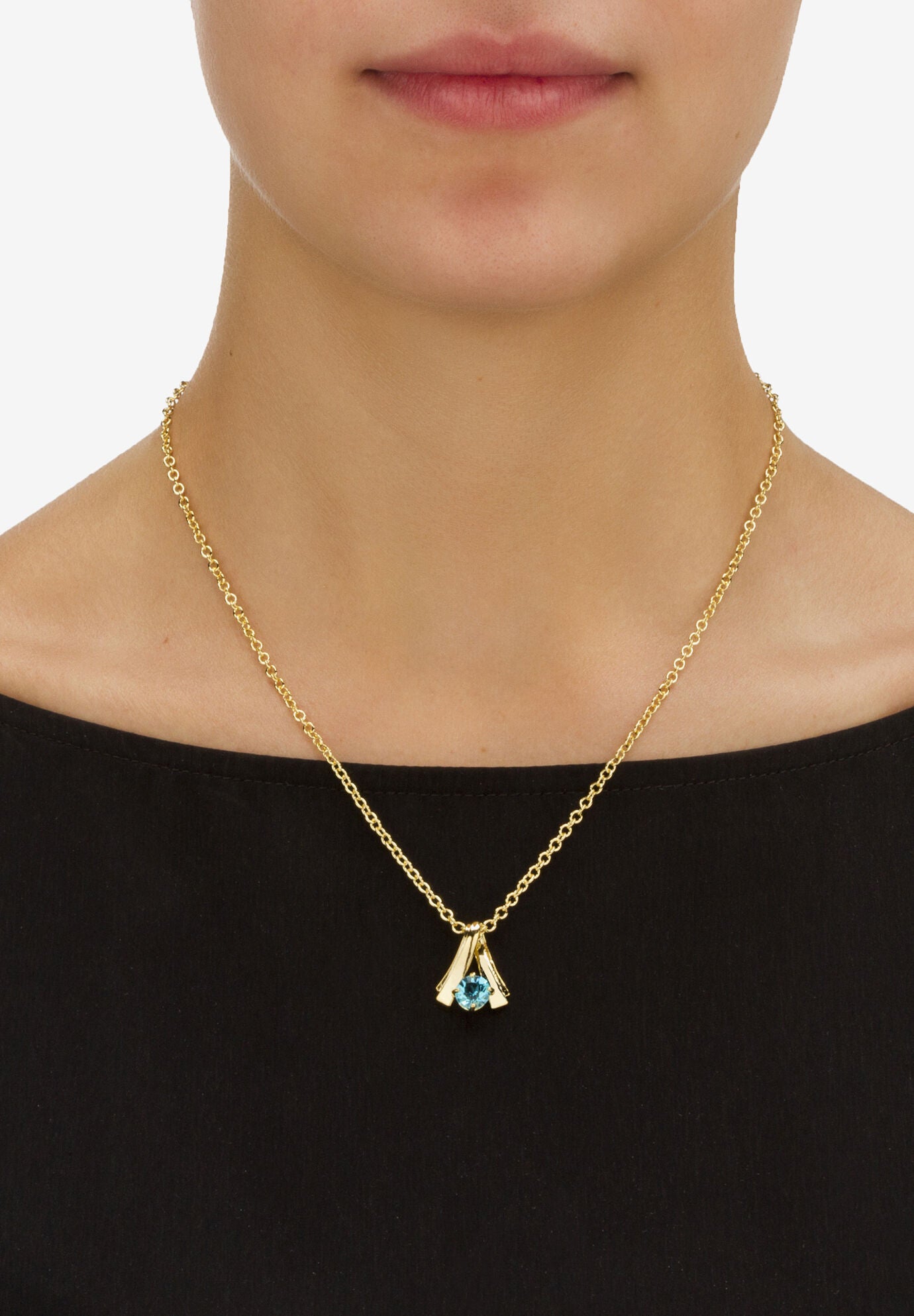 Simulated Birthstone Solitaire Pendant and Earring Set with FREE Gift in Goldtone, Boxed, , alternate image number 2