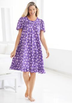 Short Floral Print Cotton Gown