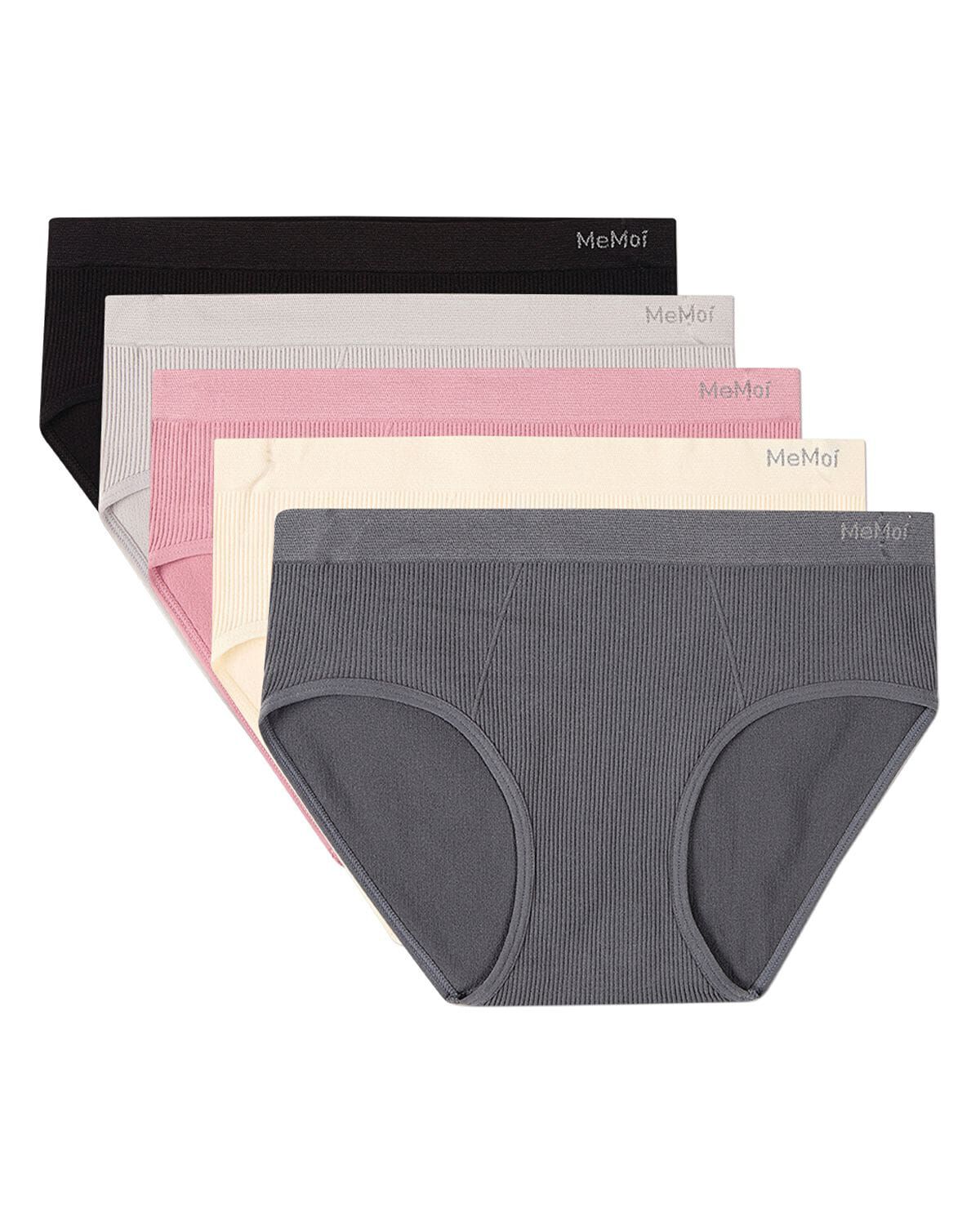 5 Pair Women's Seamless Ribbed No-Show Tag-Free Briefs, SILVER COLOR MULTI, hi-res image number 0
