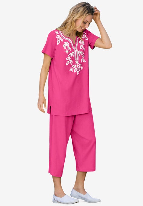Printed Tunic and Capri Set, RASPBERRY SORBET, hi-res image number null