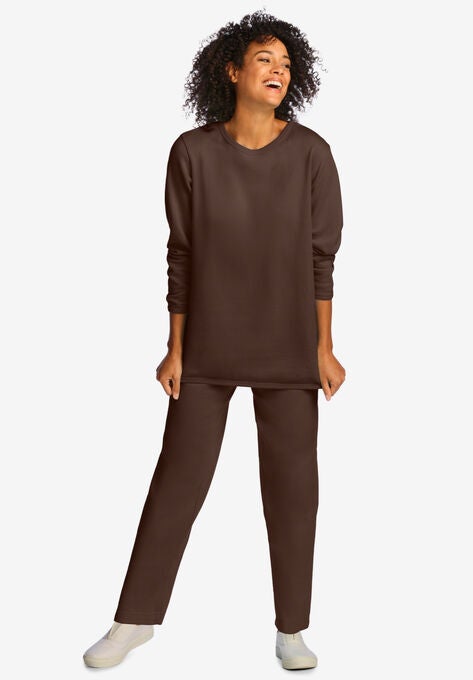 Fleece Sweatshirt Set, CHOCOLATE, hi-res image number null