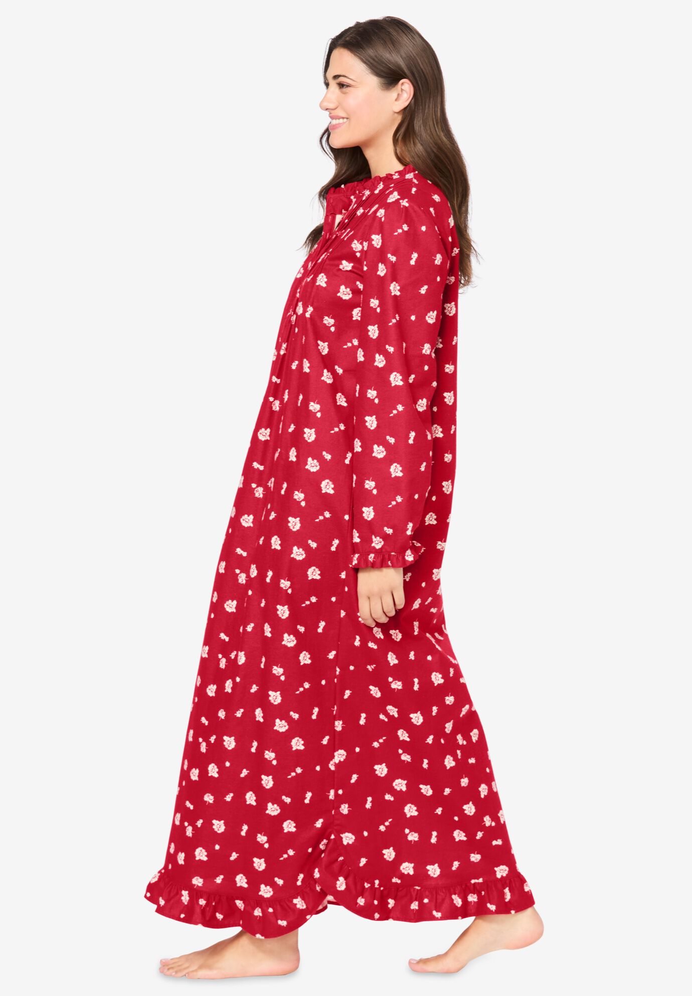 Cozy Flannel Nightgown for Women Long Length Classic Red Cardinals Catherines